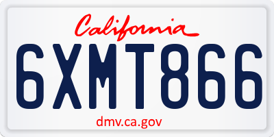 CA license plate 6XMT866