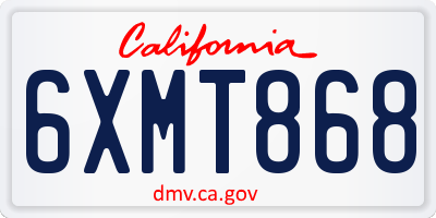 CA license plate 6XMT868