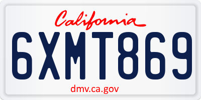 CA license plate 6XMT869