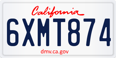 CA license plate 6XMT874