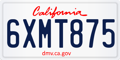 CA license plate 6XMT875