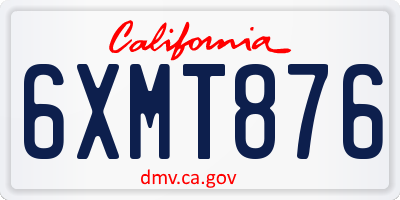CA license plate 6XMT876