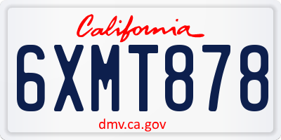 CA license plate 6XMT878