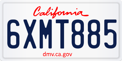 CA license plate 6XMT885