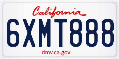 CA license plate 6XMT888