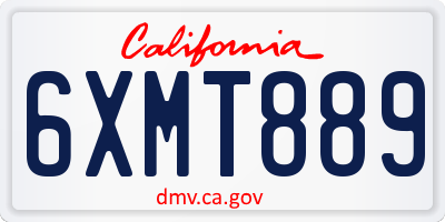 CA license plate 6XMT889
