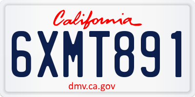 CA license plate 6XMT891