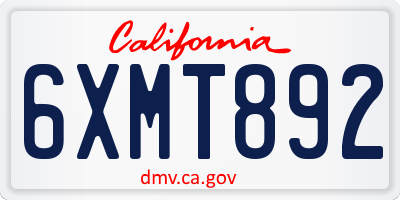 CA license plate 6XMT892