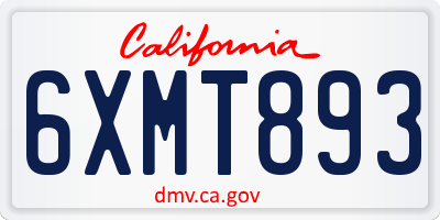 CA license plate 6XMT893