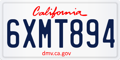CA license plate 6XMT894