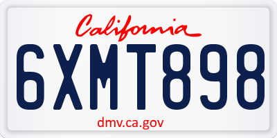 CA license plate 6XMT898