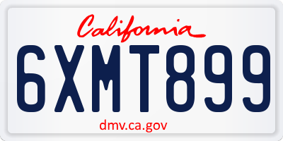 CA license plate 6XMT899