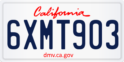 CA license plate 6XMT903