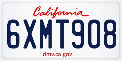CA license plate 6XMT908