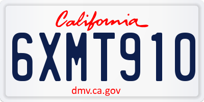 CA license plate 6XMT910