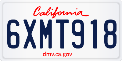 CA license plate 6XMT918