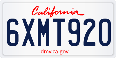 CA license plate 6XMT920