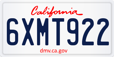 CA license plate 6XMT922