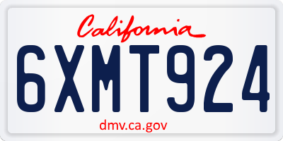 CA license plate 6XMT924