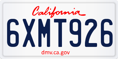 CA license plate 6XMT926