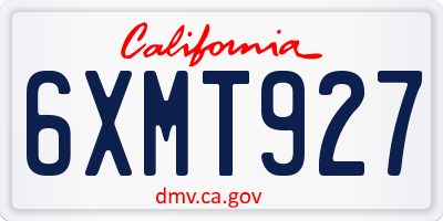 CA license plate 6XMT927