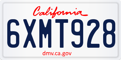 CA license plate 6XMT928