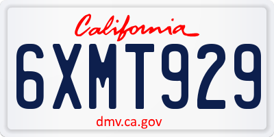 CA license plate 6XMT929