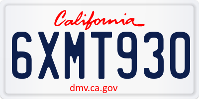 CA license plate 6XMT930