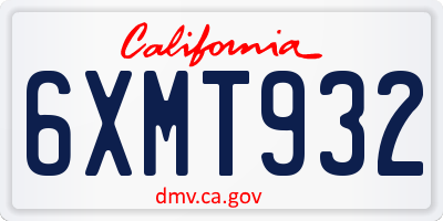 CA license plate 6XMT932