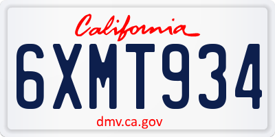 CA license plate 6XMT934