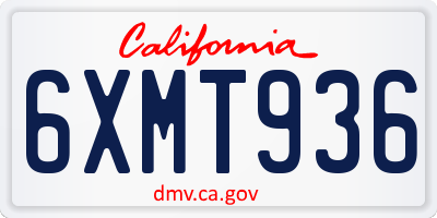 CA license plate 6XMT936