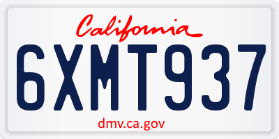 CA license plate 6XMT937