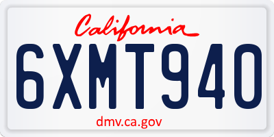 CA license plate 6XMT940