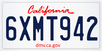 CA license plate 6XMT942