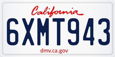 CA license plate 6XMT943