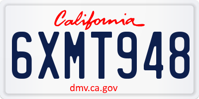 CA license plate 6XMT948