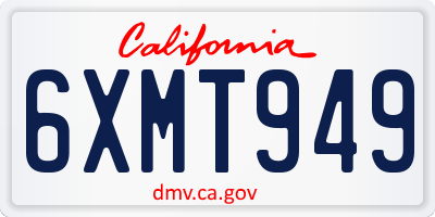 CA license plate 6XMT949