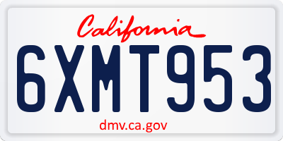 CA license plate 6XMT953