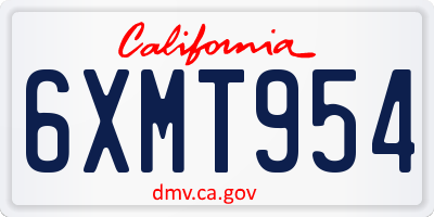 CA license plate 6XMT954