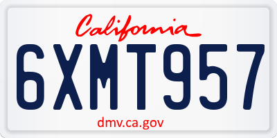 CA license plate 6XMT957