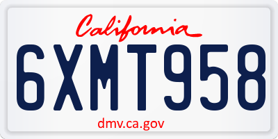 CA license plate 6XMT958