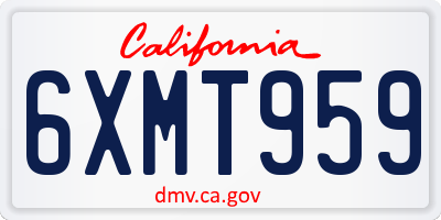 CA license plate 6XMT959