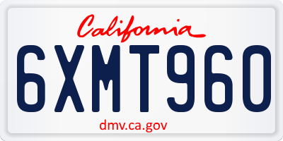 CA license plate 6XMT960