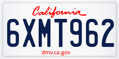 CA license plate 6XMT962