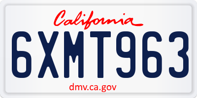 CA license plate 6XMT963