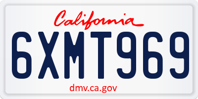 CA license plate 6XMT969