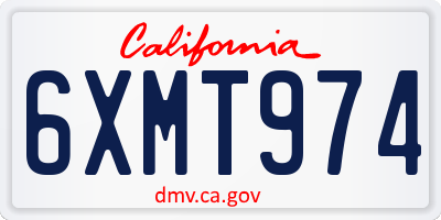 CA license plate 6XMT974