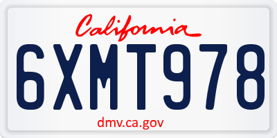 CA license plate 6XMT978