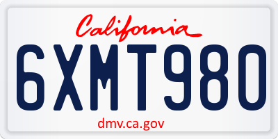 CA license plate 6XMT980