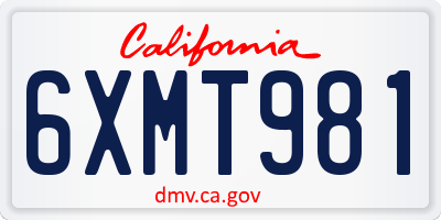 CA license plate 6XMT981